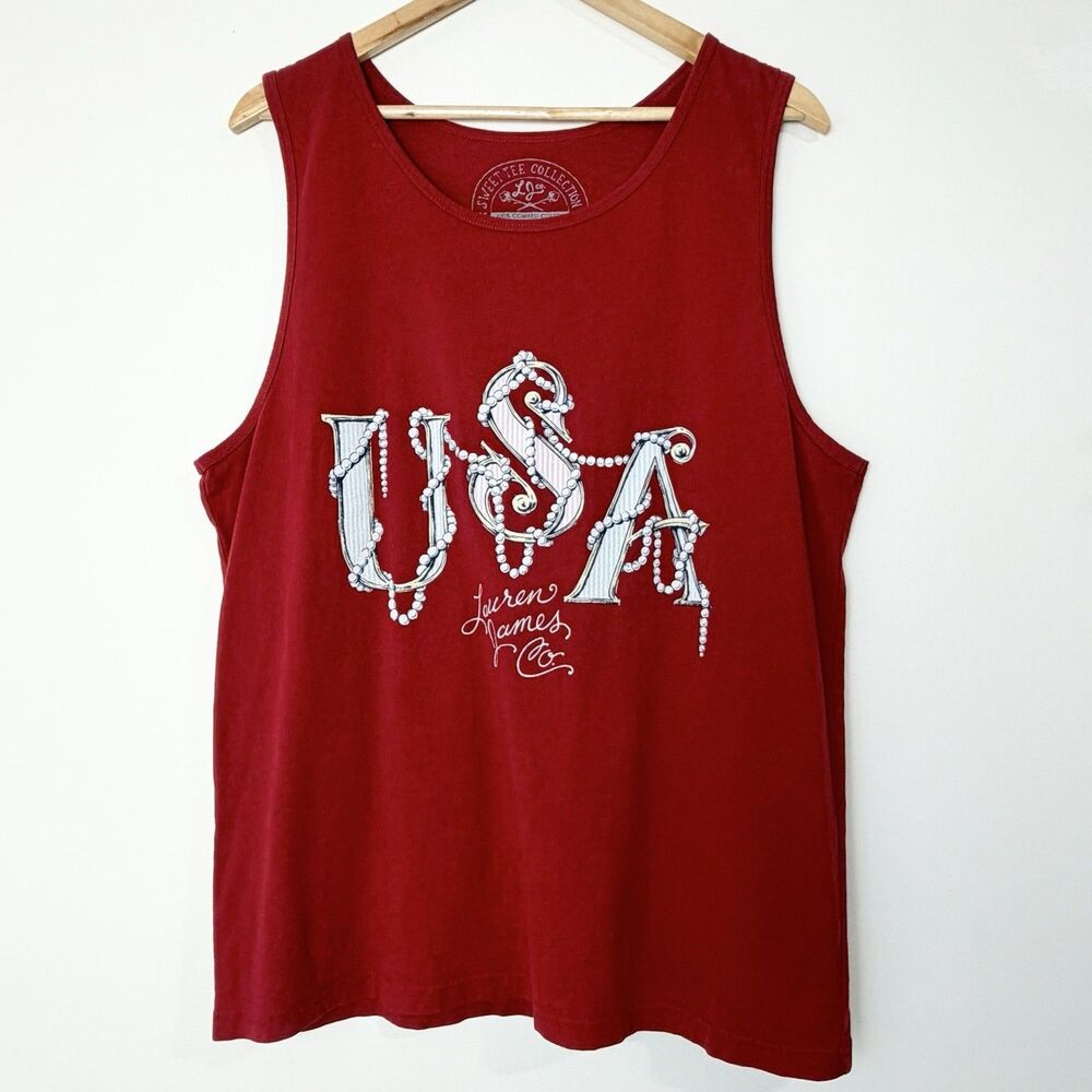 Lauren James Sweet Tee Collection Red USA Tank Top Shirt Women’s M